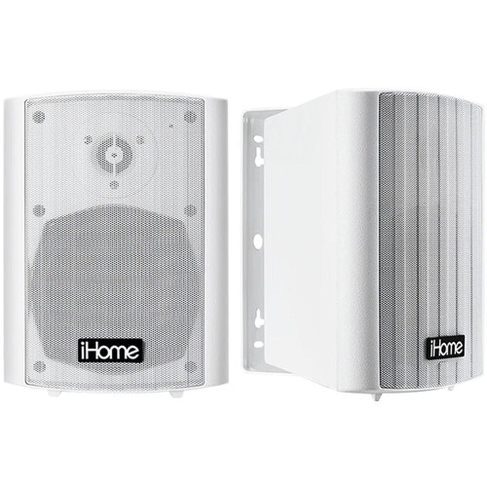 iHome Weatherproof Bluetooth 100Watt Pair of Speakers, White