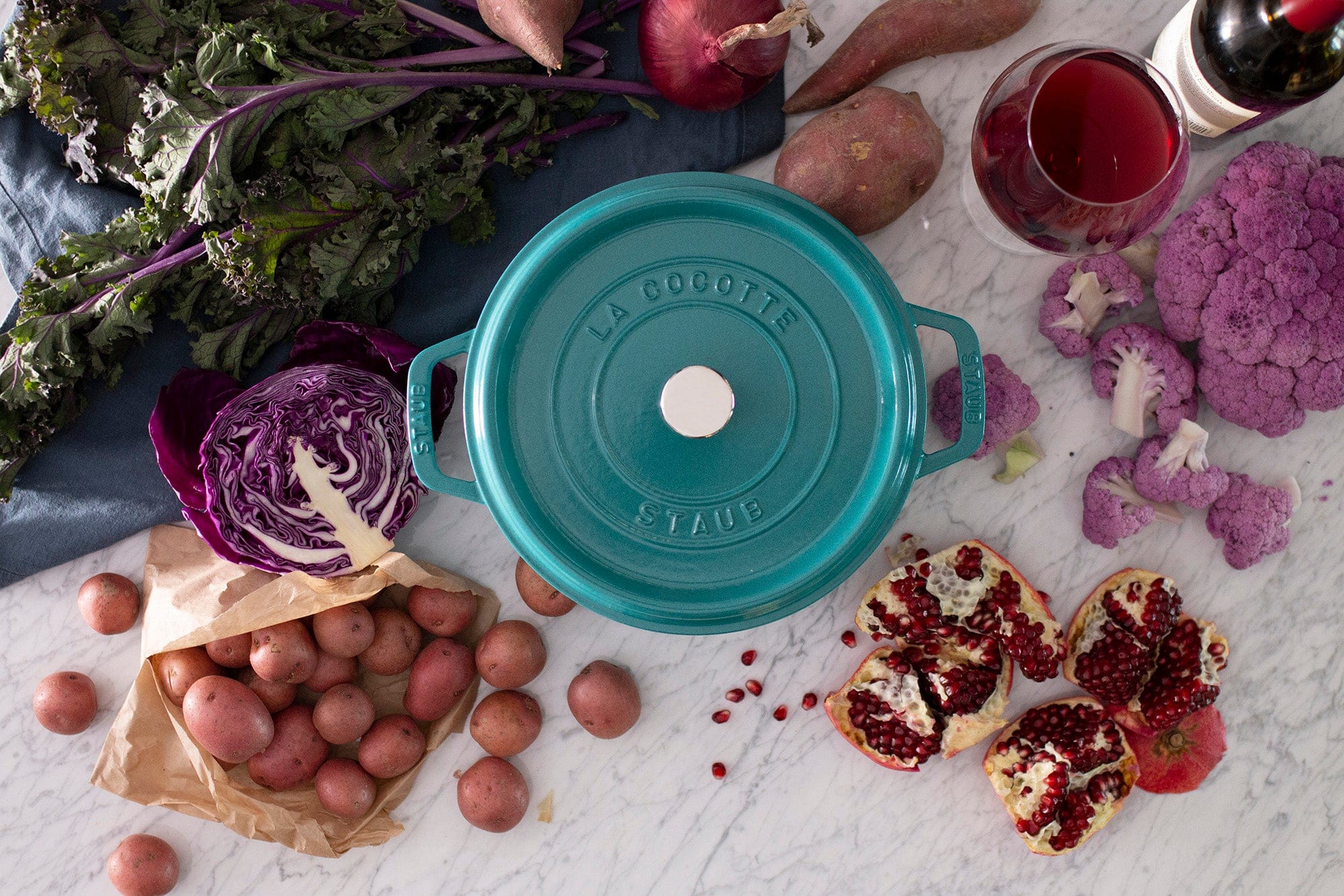 Staub Cast Iron Round Cocotte, Dutch Oven, 4-quart, serves 3-4, Made in France, Turquoise