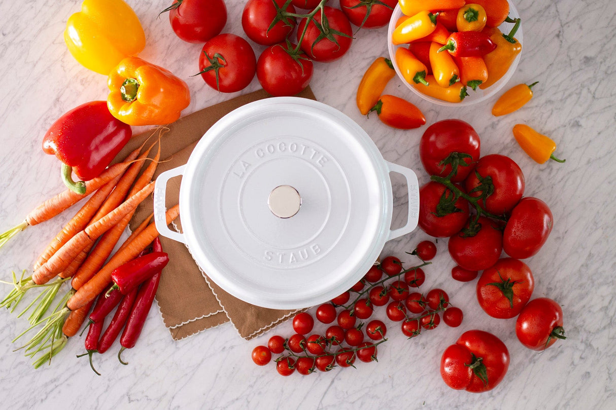Staub Cast Iron 4-qt Round Cocotte, Dutch Oven - White