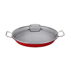 Cuisinart 15″ Paella Pan with Glass Lid, Red
