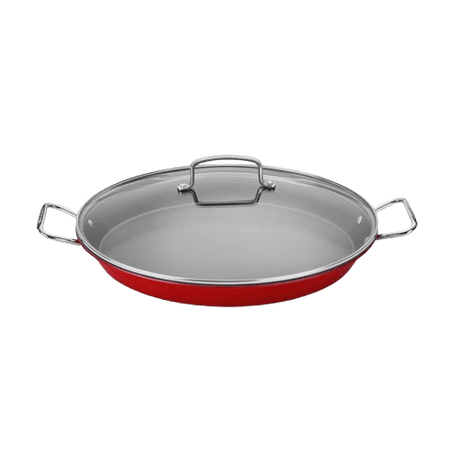 Cuisinart 15″ Paella Pan with Glass Lid, Red