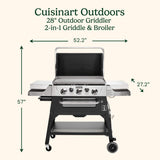 Cuisinart 28" Outdoor Gas Griddler, 2-in-1 Griddle & Broiler, Black Stainless