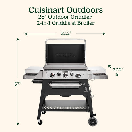Cuisinart 28" Outdoor Gas Griddler, 2-in-1 Griddle & Broiler, Black Stainless