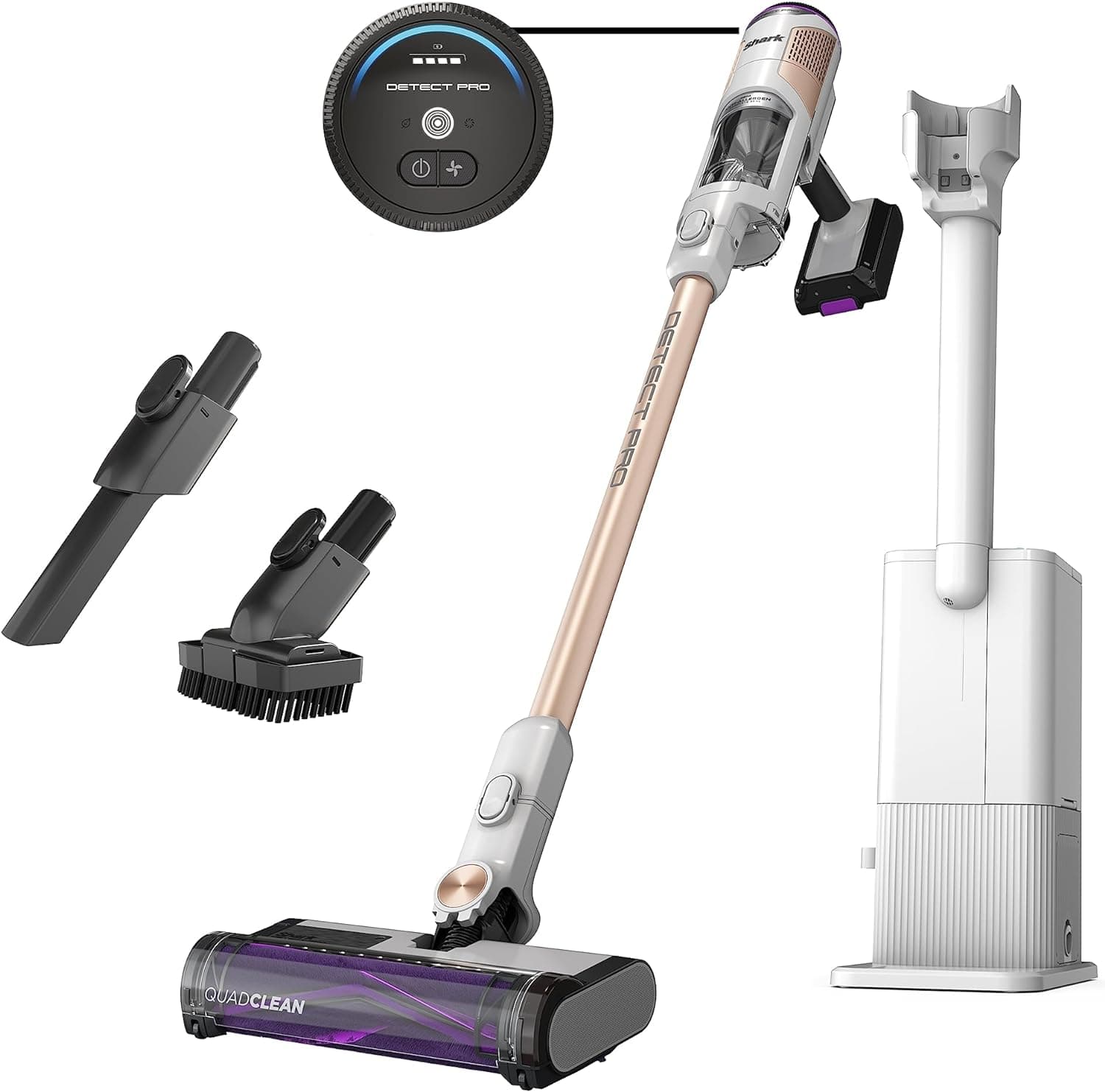 Shark R-IW3511 Detect Pro HEPA QuadClean Multi-Surface Cordless Vacuum, White/ Brass - Certified Refurbished