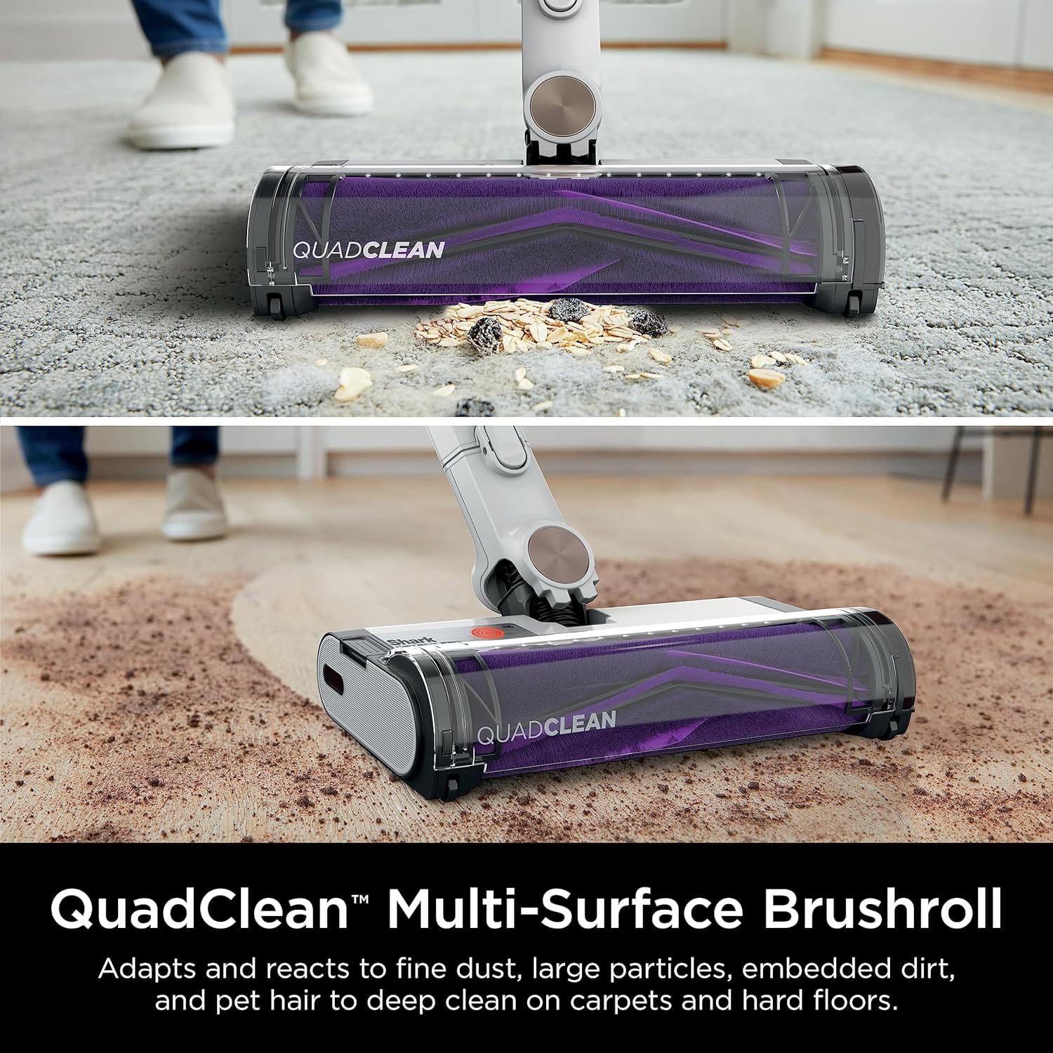 Shark Detect Pro Auto-Empty System HEPA, QuadClean Multi-Surface Brushroll Cordless Vacuum, White/ Brass - Certified Refurbished