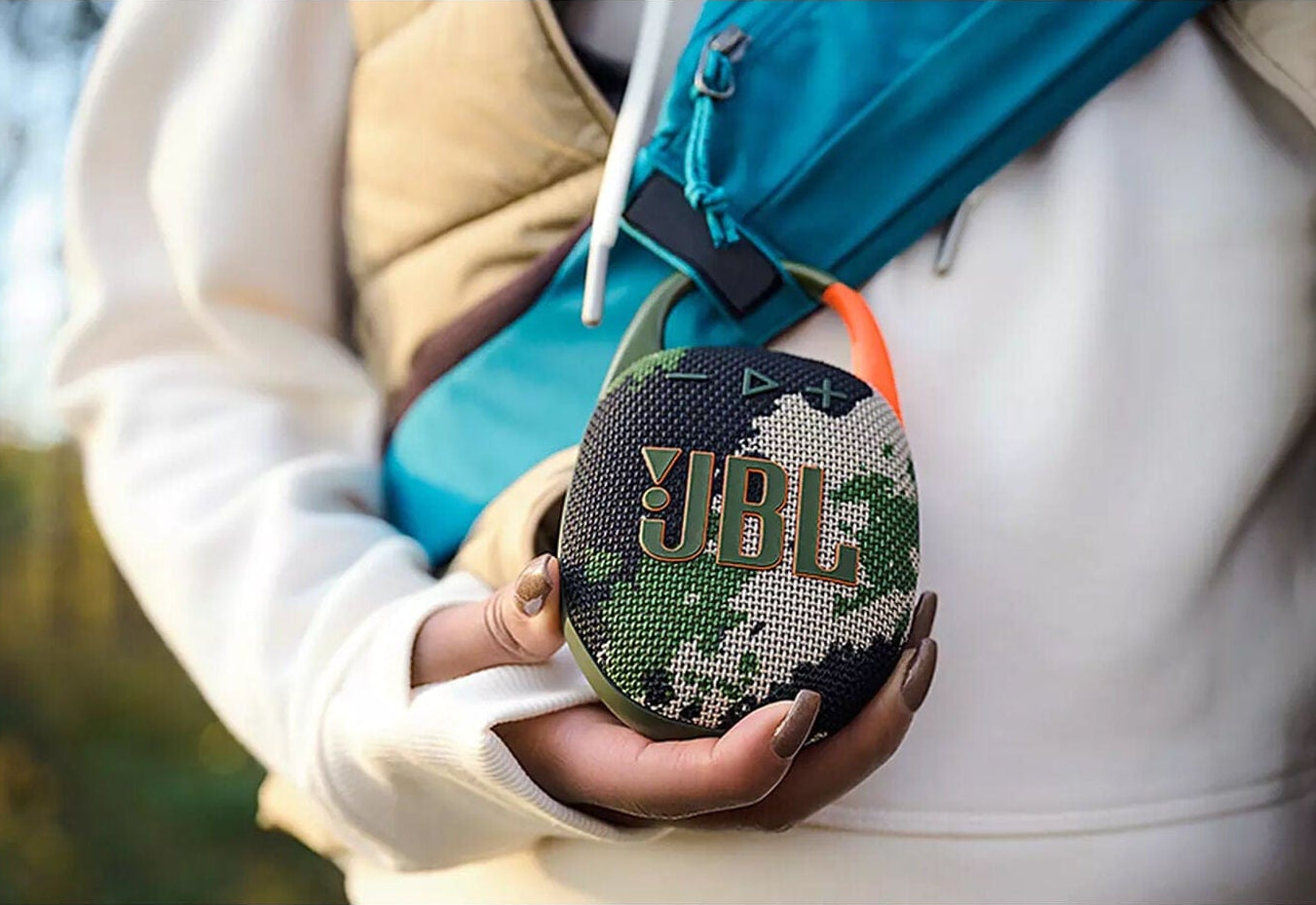 JBL Clip 5 Portable Bluetooth Speaker, White - Certified Refurbished