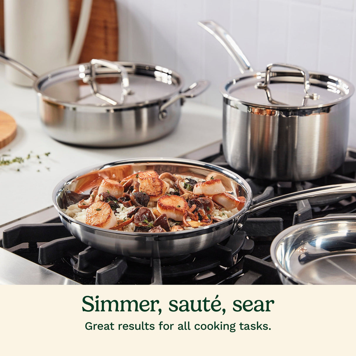 Cuisinart MultiClad Pro Triple Ply Stainless Cookware 12 Piece Set, Silver