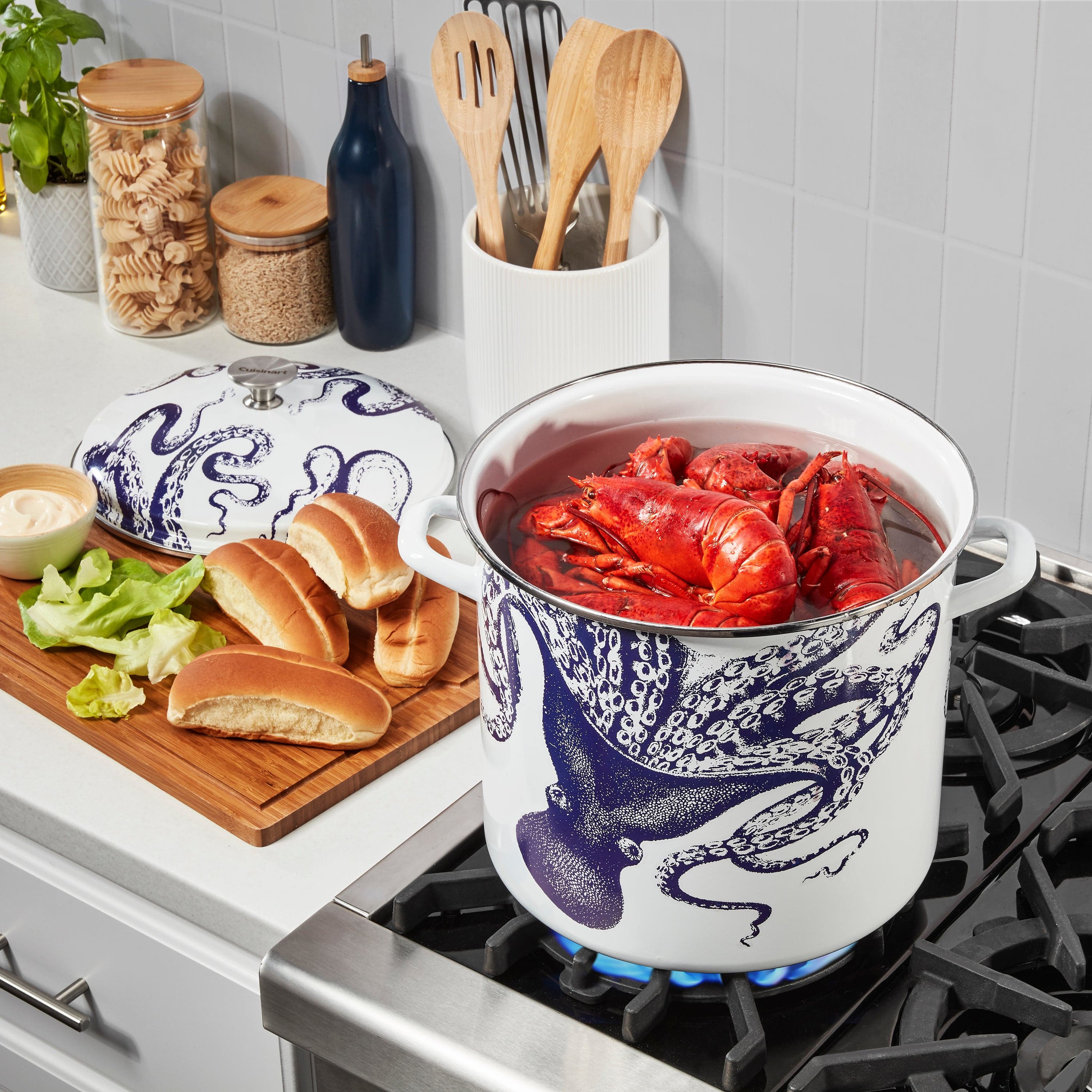 Cuisinart Caskata™ Lucy 16 Qt. Enamel on Steel Stockpot with Cover, White