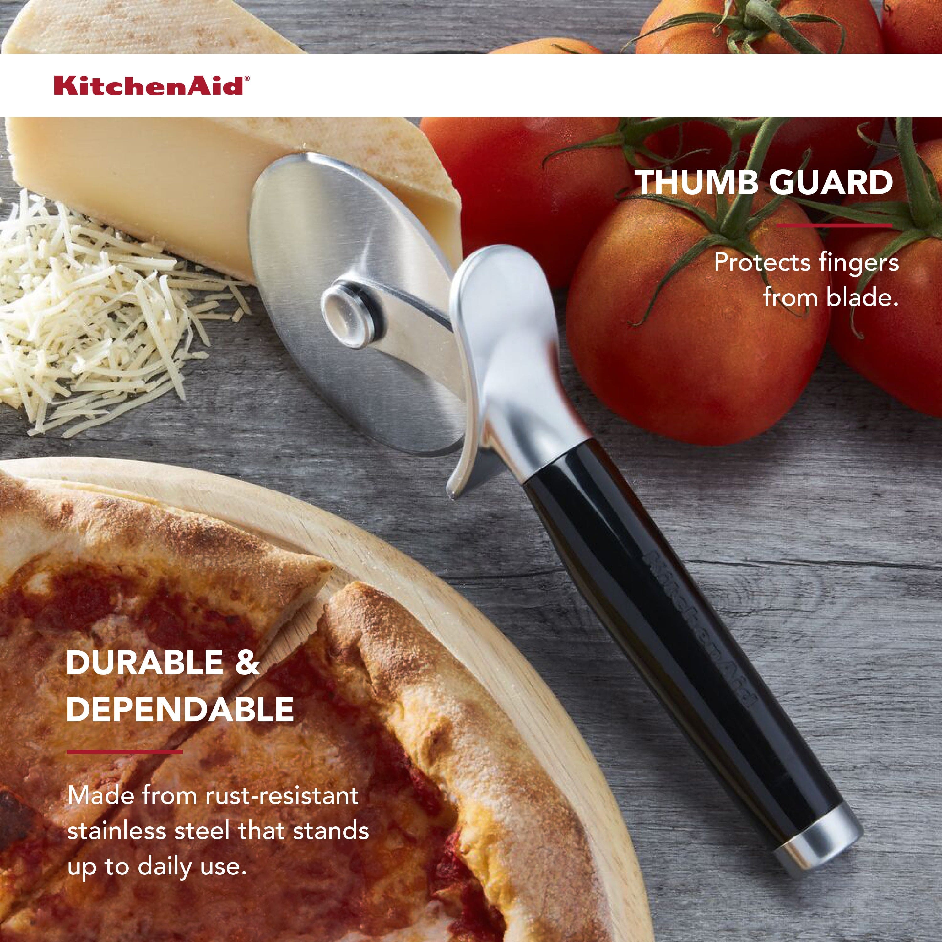 KitchenAid Classic Plastic Cutting Board with Perimeter Trench and Non Slip Edges & Classic Pizza Wheel with Sharp Blade For Cutting Through Crusts - Thumbnail 5