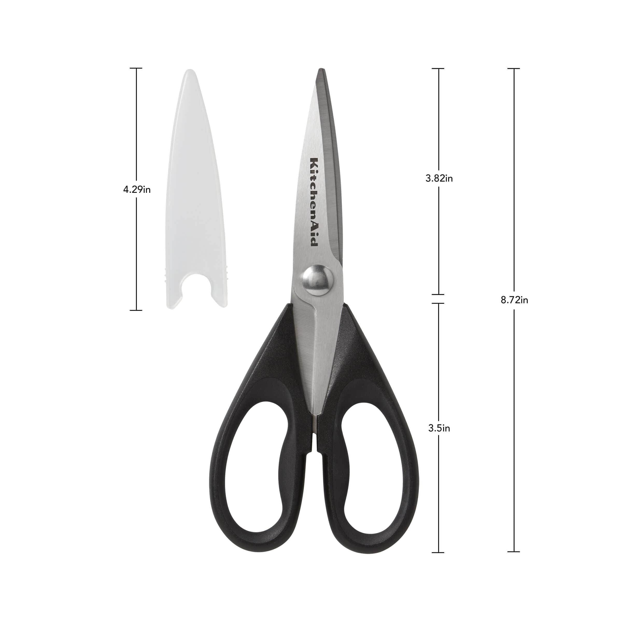 KitchenAid All Purpose Kitchen Shears with Protective Sheath for Everyday use, Dishwasher Safe Stainless Steel Scissors with Comfort Grip, 8.72-Inch, Black