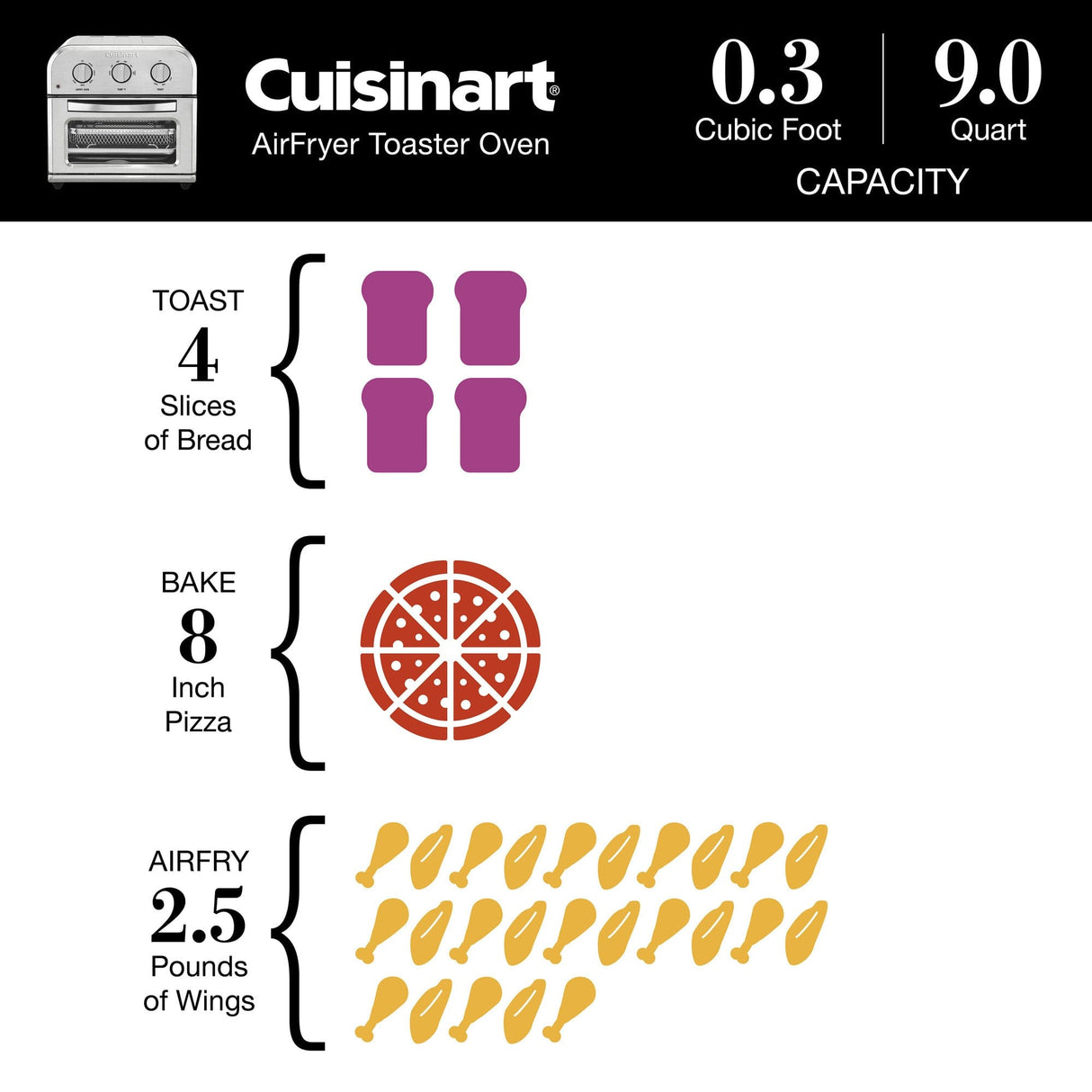 Cuisinart Compact Air Fryer Toaster Oven, Silver
