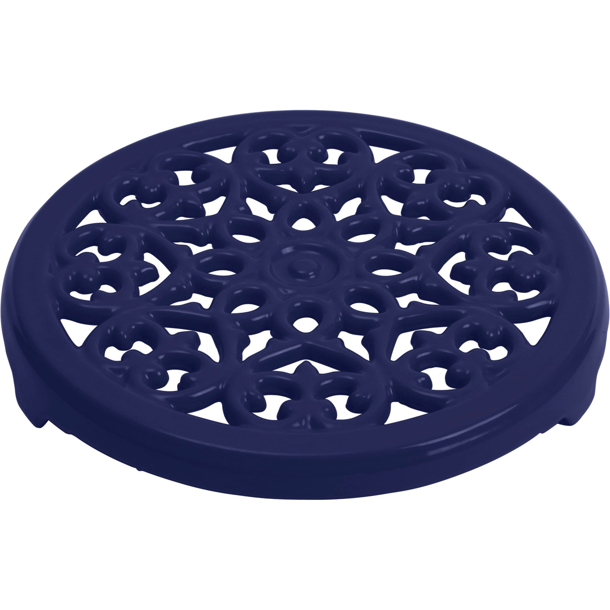 Staub Cast Iron 9-inch Round Lilly Trivet - Dark Blue