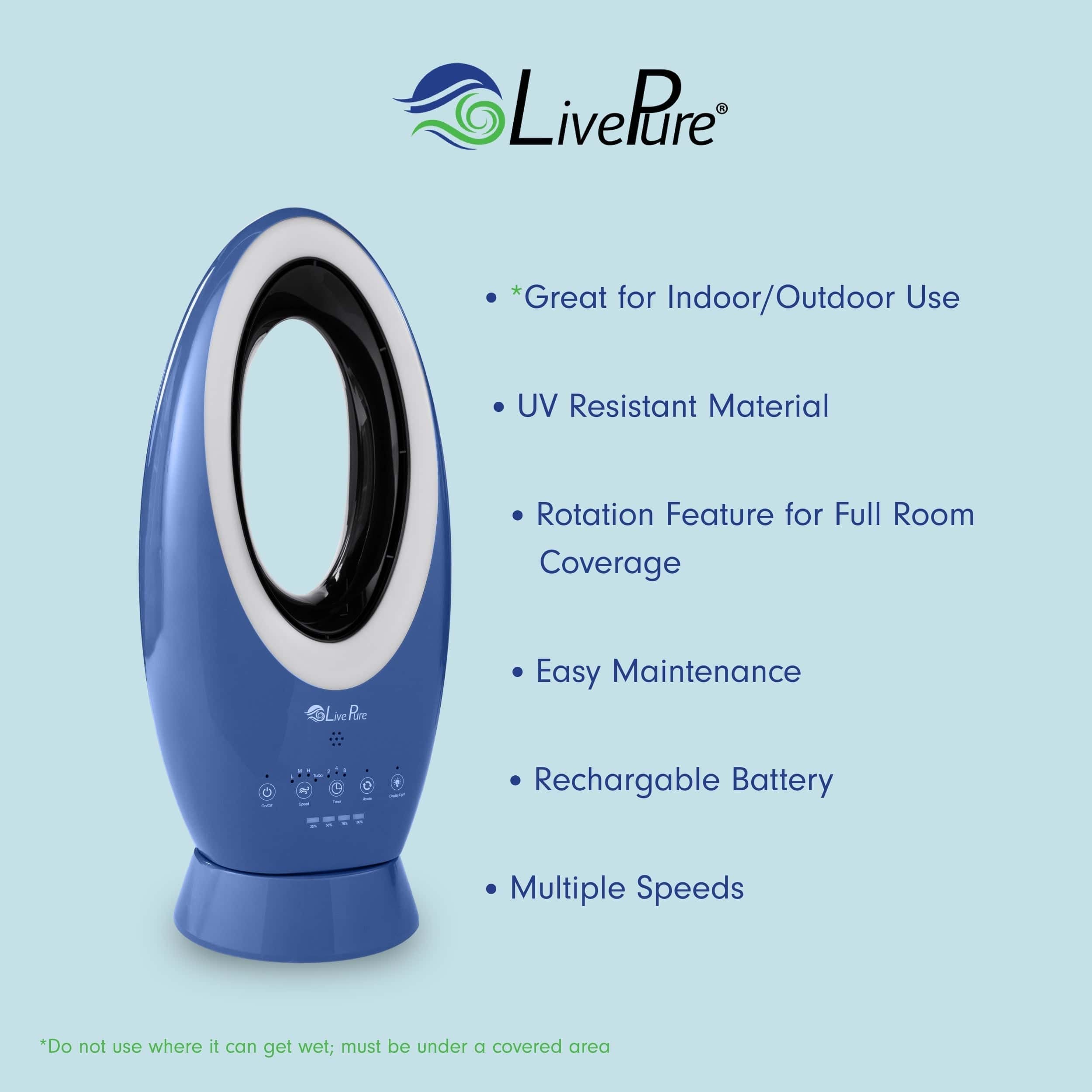 LivePure Bladeless Rechargeable Indoor/Outdoor  Fan LP1780FAN