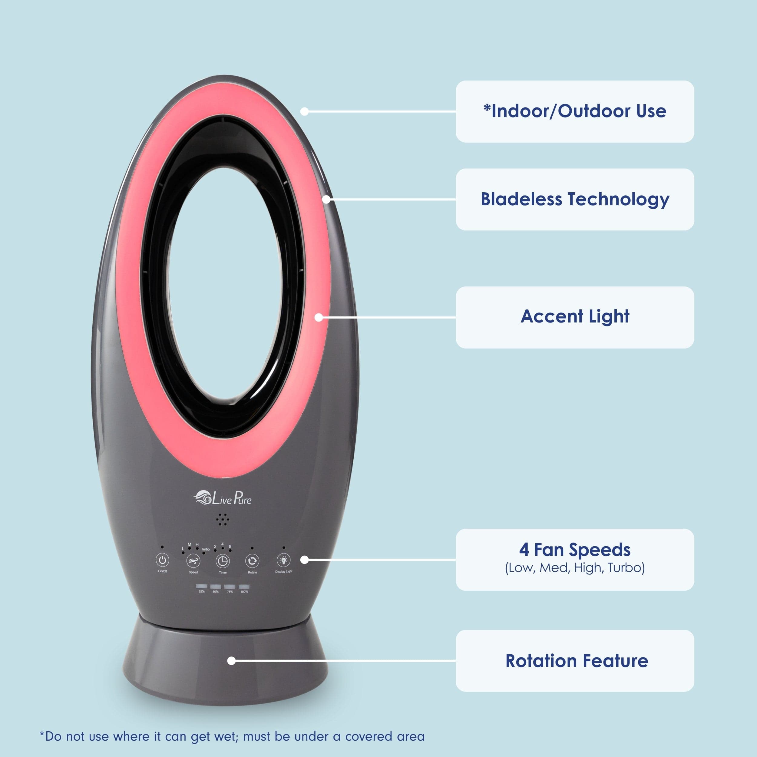 LivePure Bladeless Rechargeable Indoor/Outdoor  Fan LP1780FAN