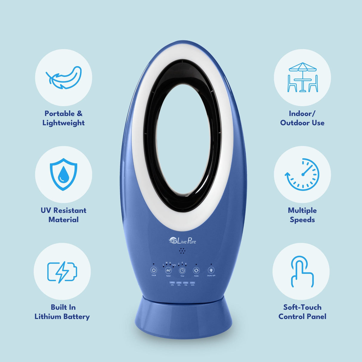 LivePure Bladeless Rechargeable Indoor/Outdoor  Fan LP1780FAN
