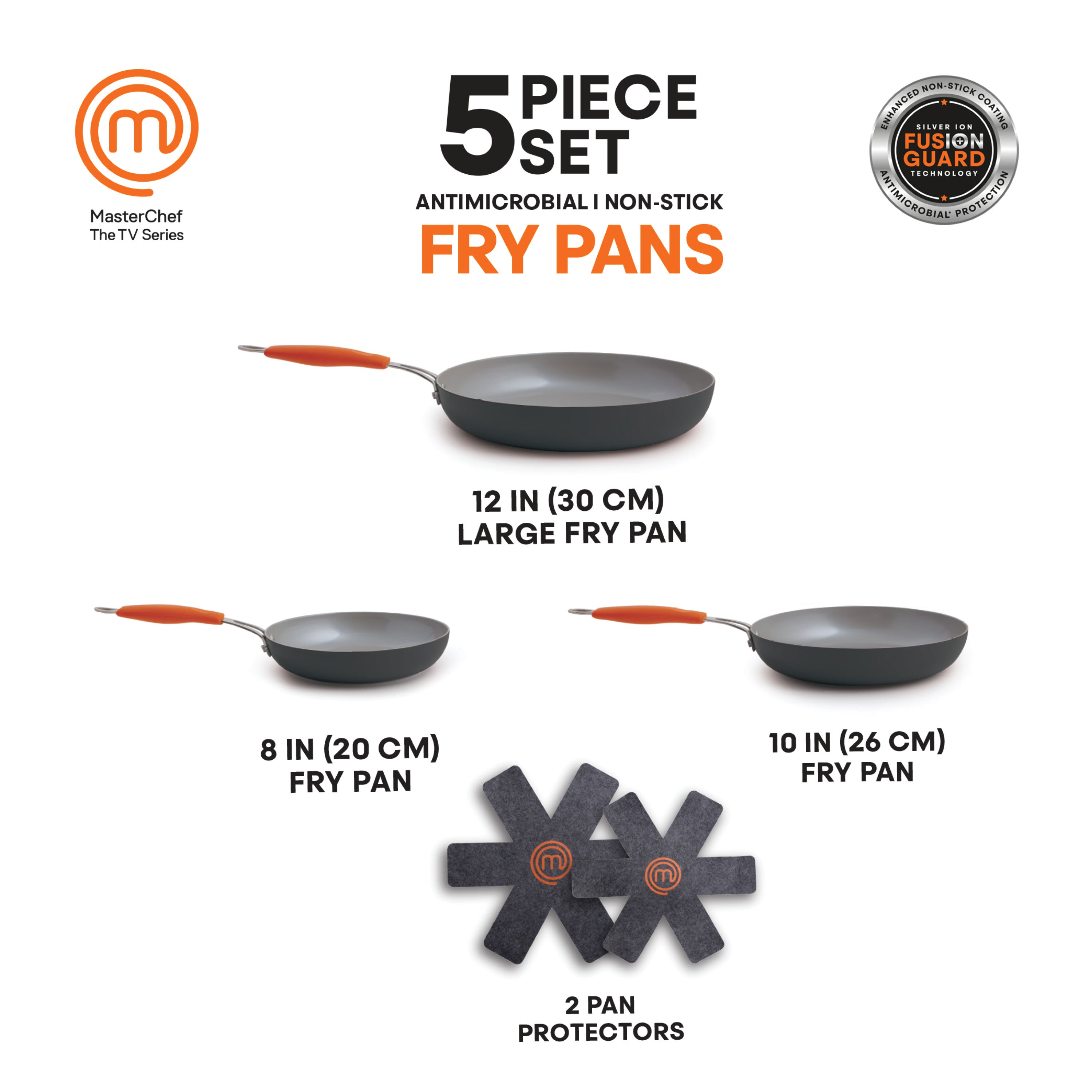 MasterChef MC3012 5 Pieces Champions Fry Pan Set Gray