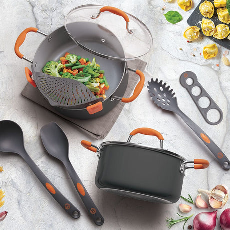 MasterChef 10-Piece Champions Pasta, Soup & Stew Pot Set, Gray