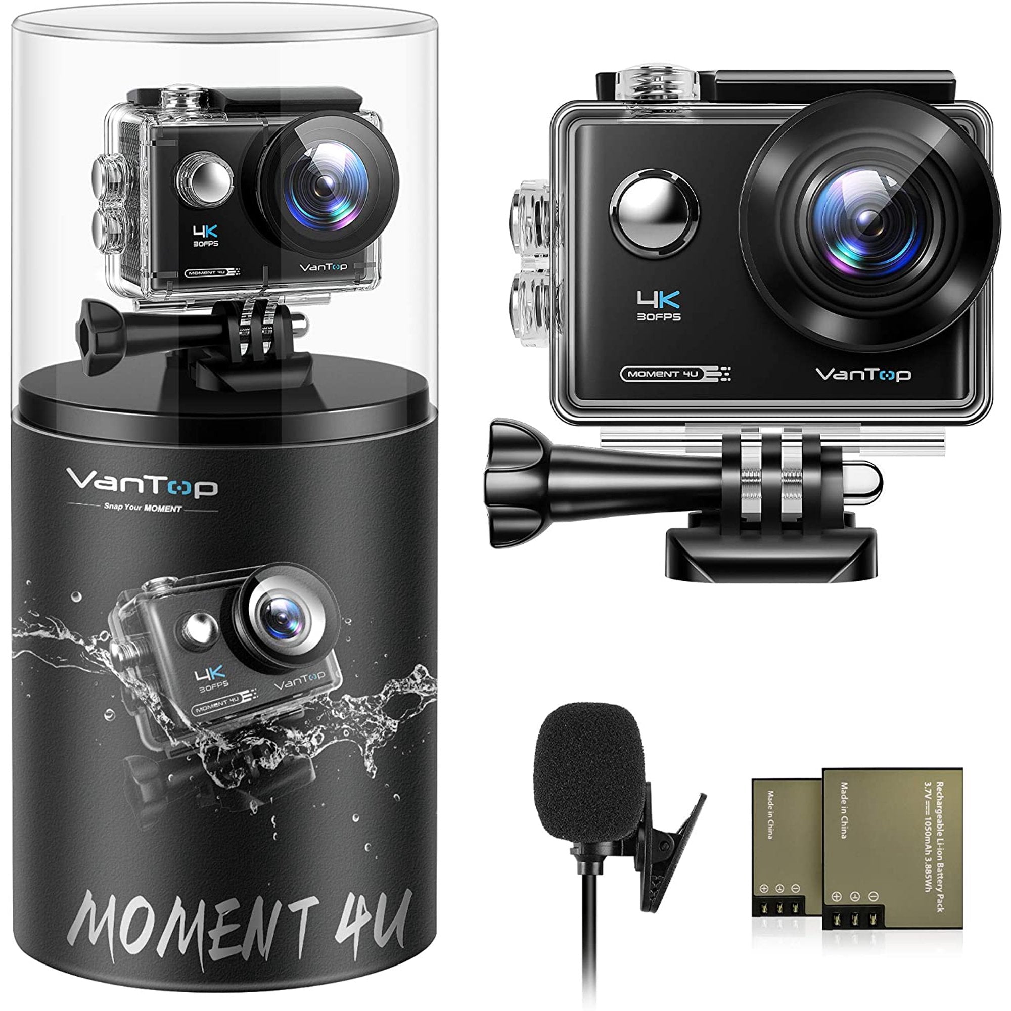 VanTop MM4U Moment 4U 4K Action Camera 20MP Waterproof Sports Camera with EIS, External Microphone, Touch Screen, Gopro Compatible Accessories