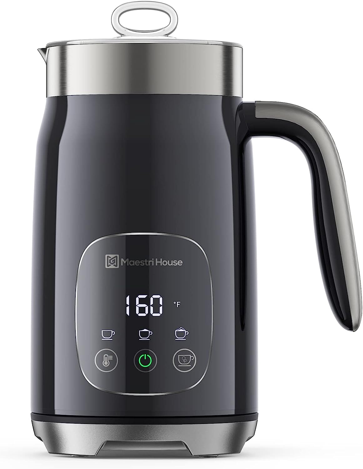 Maestri House MMF-9201-B 14oz Smart Adjustable Temperature & Thickness Control for Lattes, Cappuccinos, and Mochas Integrated Milk Frother Black