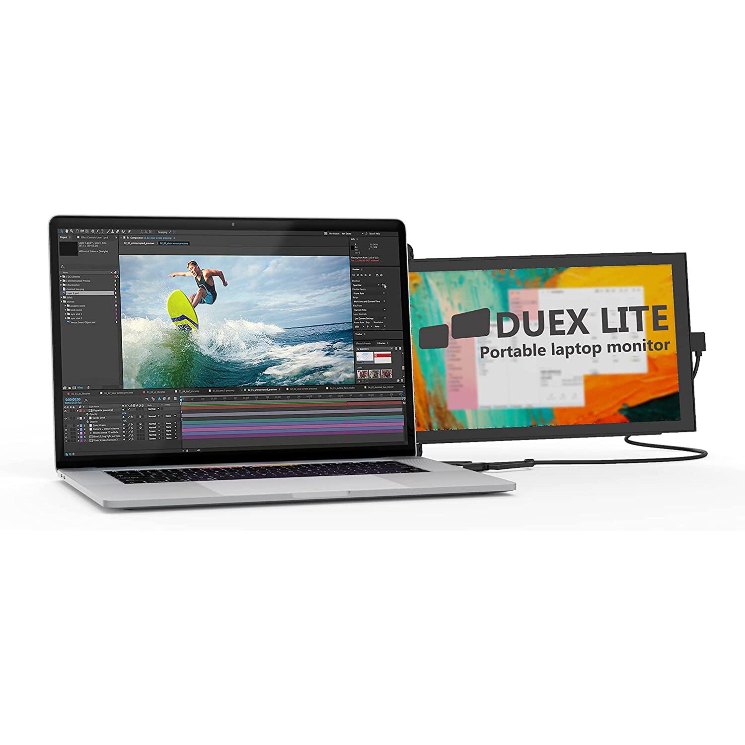 Mobile Pixels MPDUEXLITE-RB-B 12.5" Duex Lite Portable Monitor Windows/Apple Compatible - Certified Refurbished