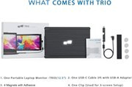 Mobile Pixels Trio Portable Monitor for Laptops, 12.5'' Full HD IPS Screens, USB C/USB A Dual or Triple Displays, Windows/OS/Android/Nintendo Switch (One Monitor Only) - Certified Refurbished