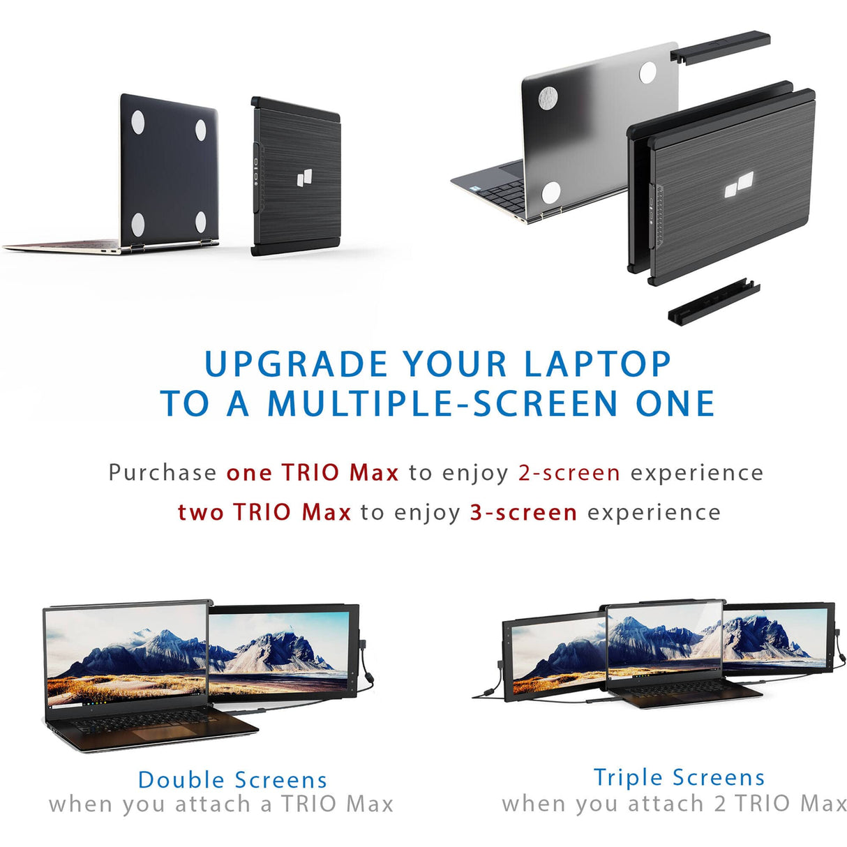 Mobile Pixels Trio Max Portable Monitor, 14.1" Triple Monitor - Certified Refurbished