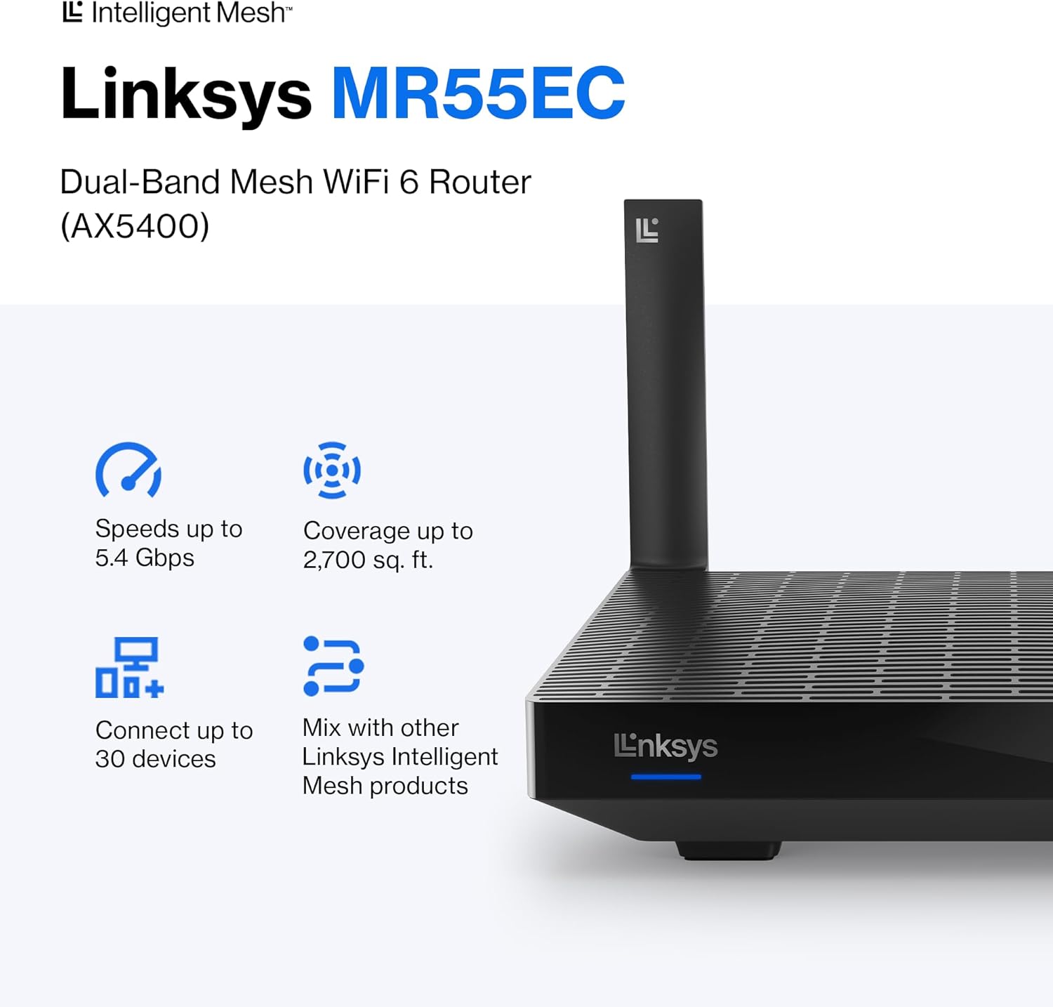 Linksys AX5400 Hydra Pro 6 Connect to 30+ Devices 2,700 SqFt WiFi 6 Mesh Router