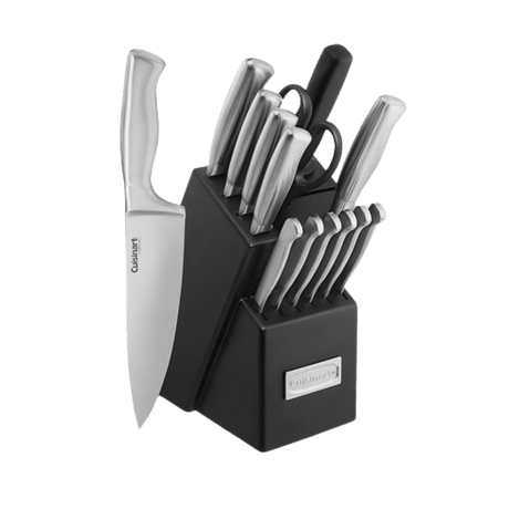 Cuisinart Stainless Steel Hollow Handle 15 Piece Knife Block Set, Silver