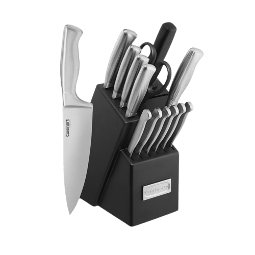 Cuisinart Stainless Steel Hollow Handle 15 Piece Knife Block Set, Silver