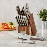 Cuisinart 15pc Elite Series Stainless Steel Block Set with Acacia Block, Silver