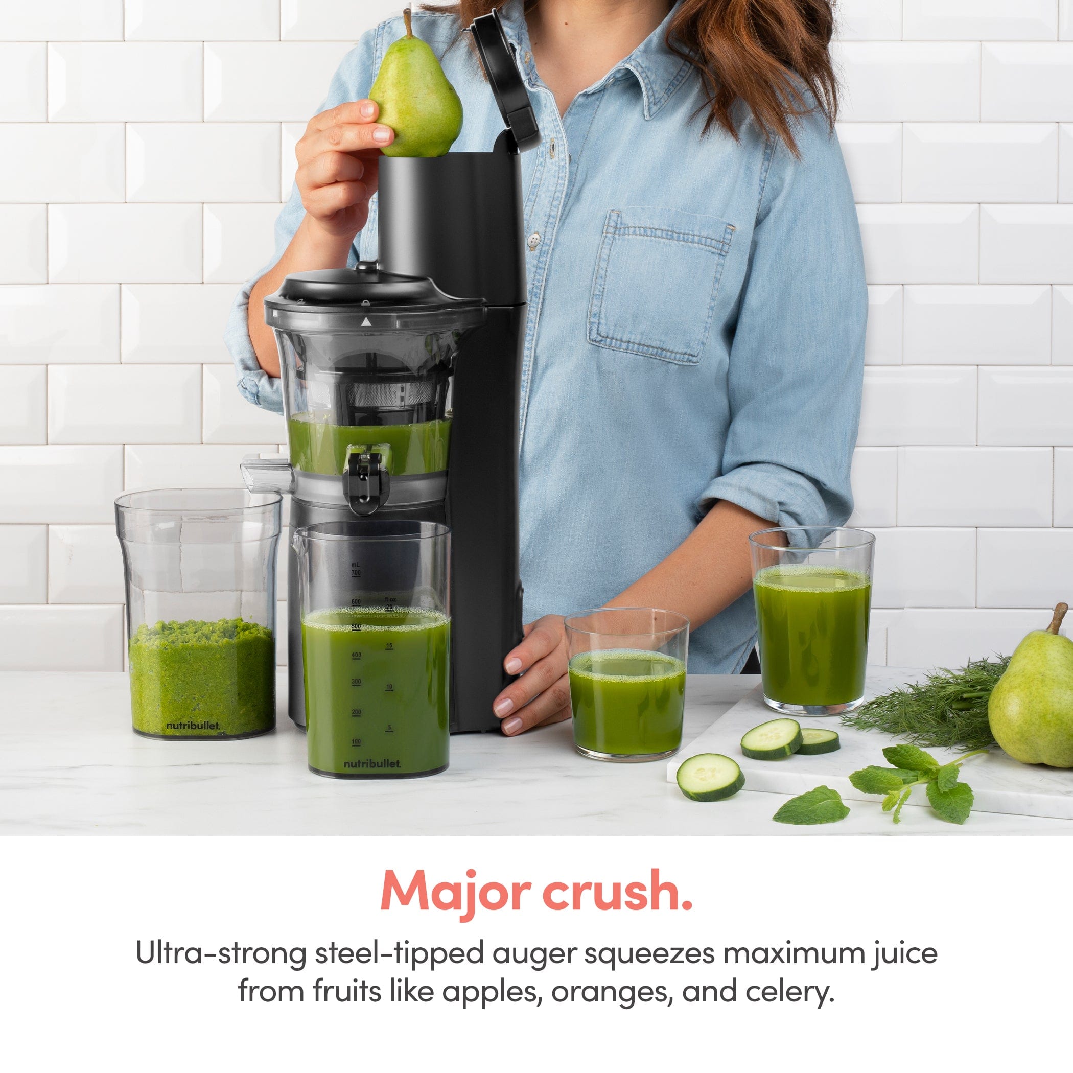 Nutribullet 24oz. BPA-Free 150W Cold Press Slow Juicer, Charcoal Black