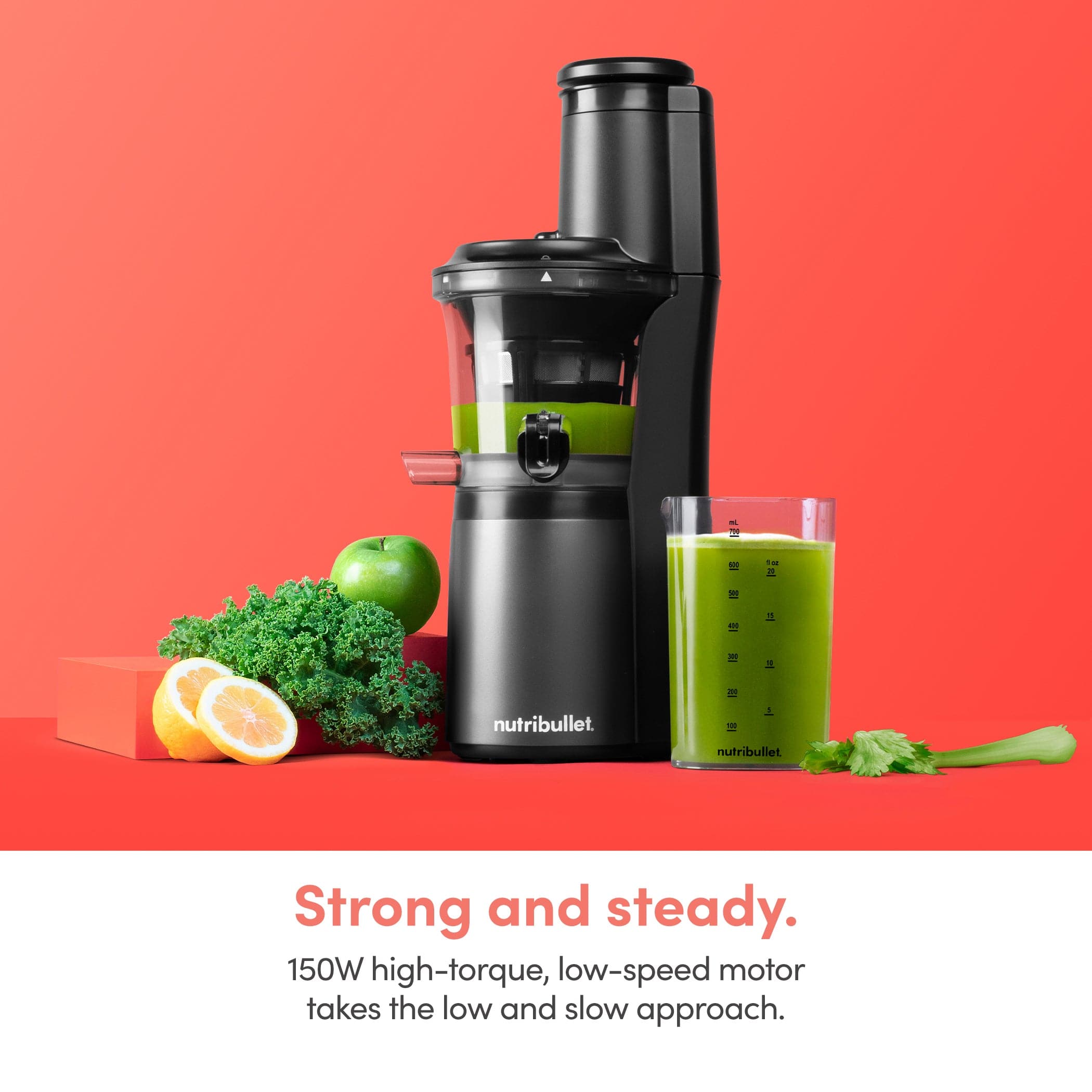 Nutribullet 24oz. BPA-Free 150W Cold Press Slow Juicer, Charcoal Black