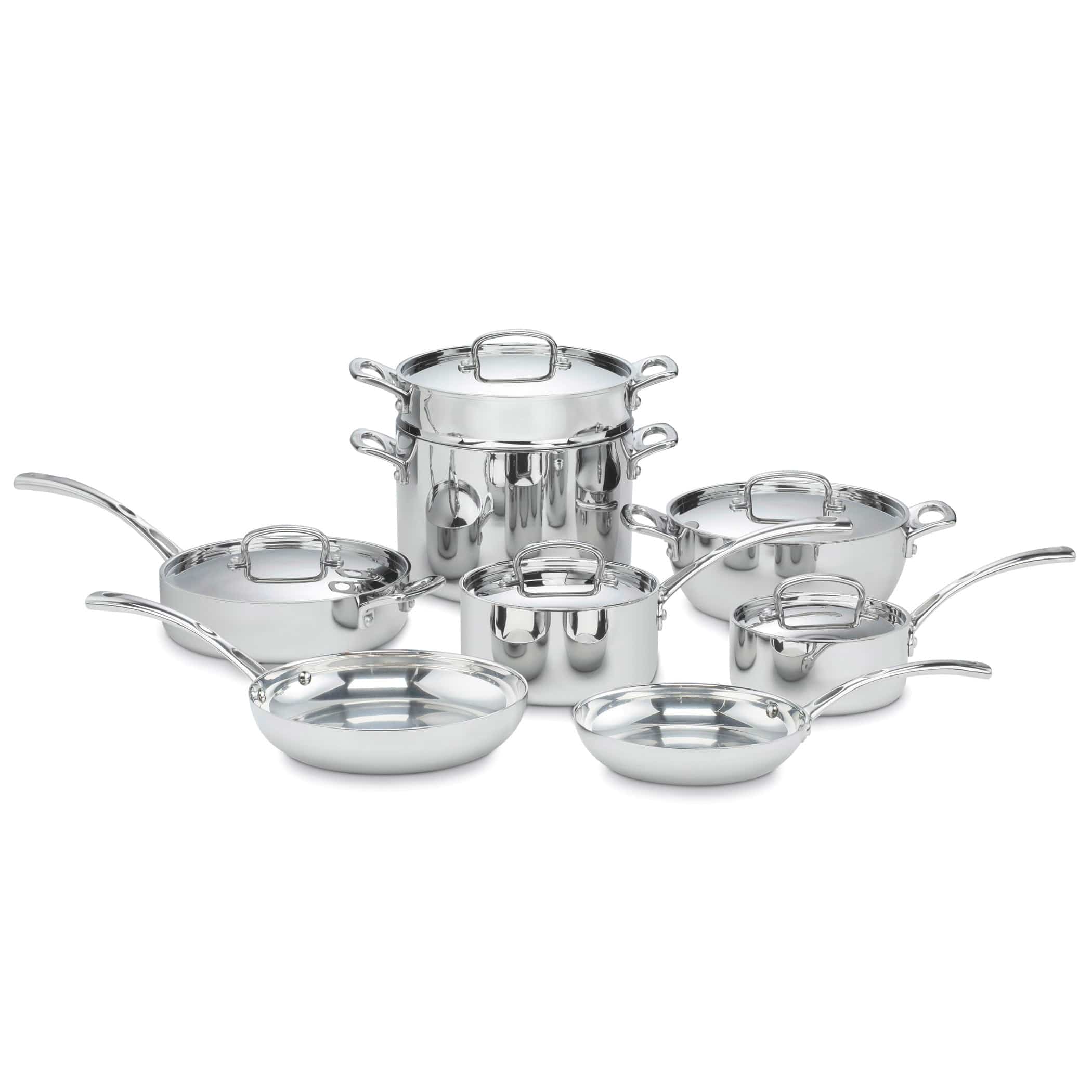 Cuisinart French Classic Tri-Ply Stainless Cookware 13 Piece Set, Silver