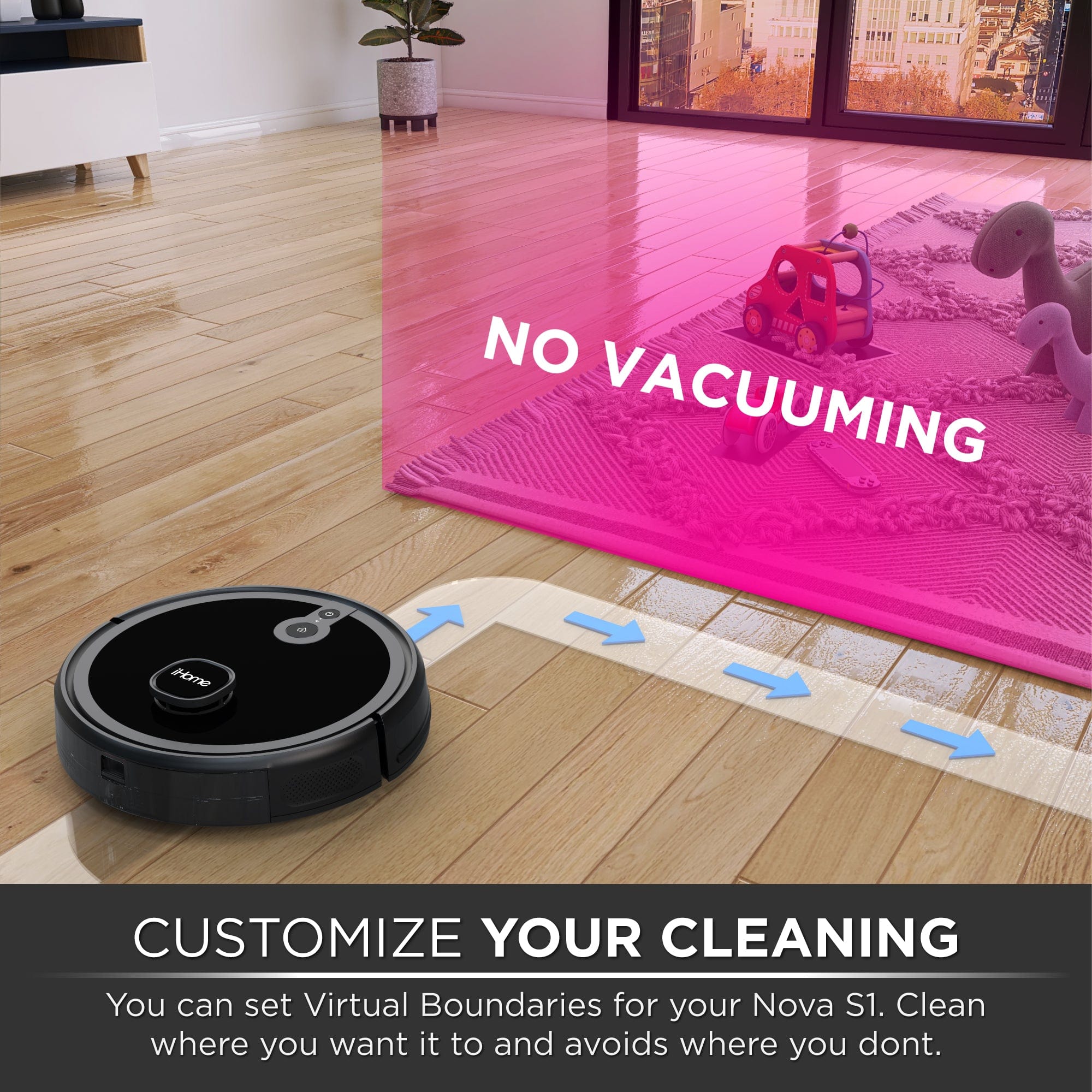 iHome AutoVac Nova S1 LIDAR Navigation Robot Vacuum, Black - Certified Refurbished