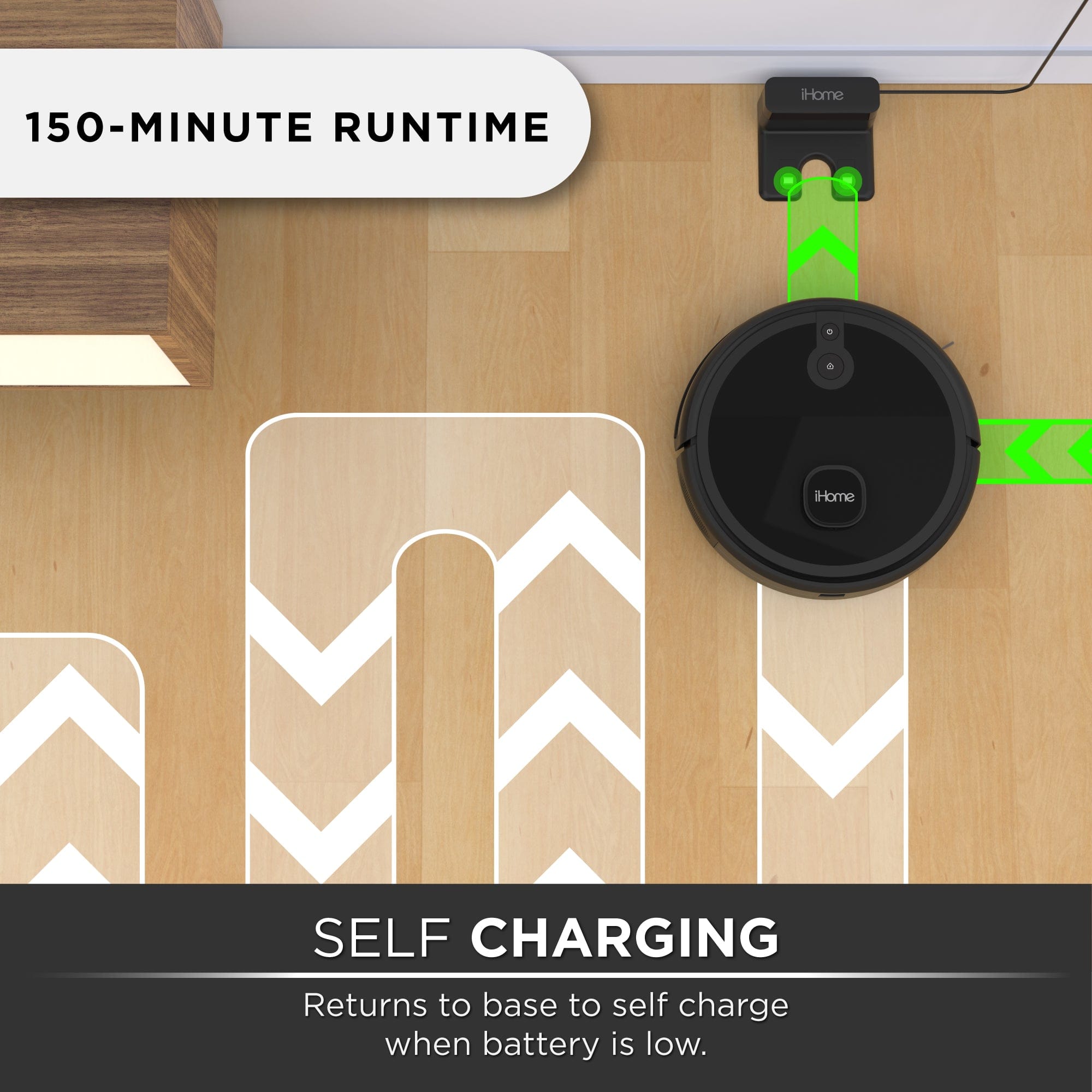 iHome AutoVac Nova S1 LIDAR Navigation Robot Vacuum, Black - Certified Refurbished