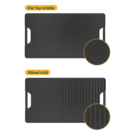 Cuisinart Reversable 2-in-1 Cast Iron Grill/Griddle Plate, Black