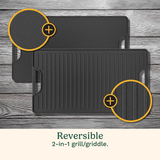 Cuisinart Reversable 2-in-1 Cast Iron Grill/Griddle Plate, Black