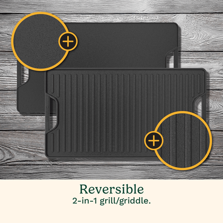Cuisinart Reversable 2-in-1 Cast Iron Grill/Griddle Plate, Black