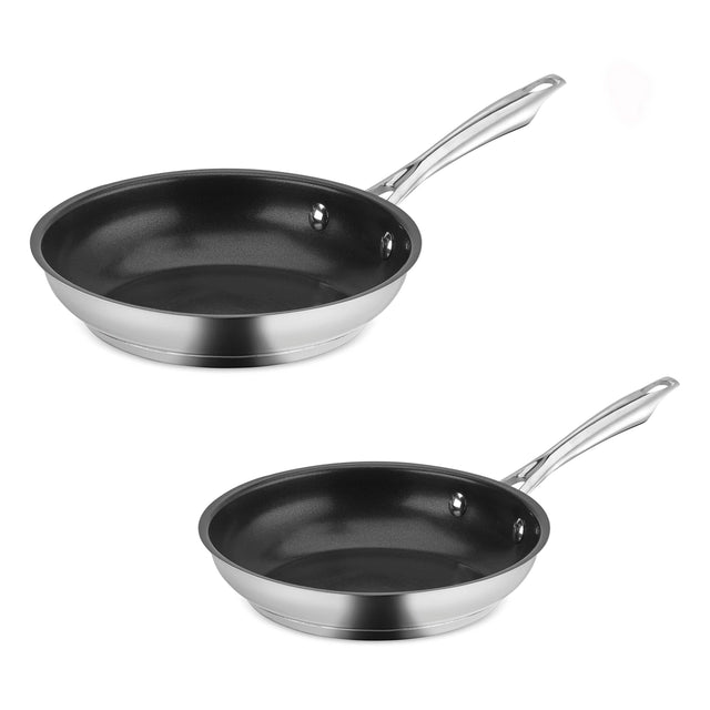 Cuisinart Professional Series™ Stainless Steel 2pk Non-Stick Skillet Set (8” & 10”), Silver
