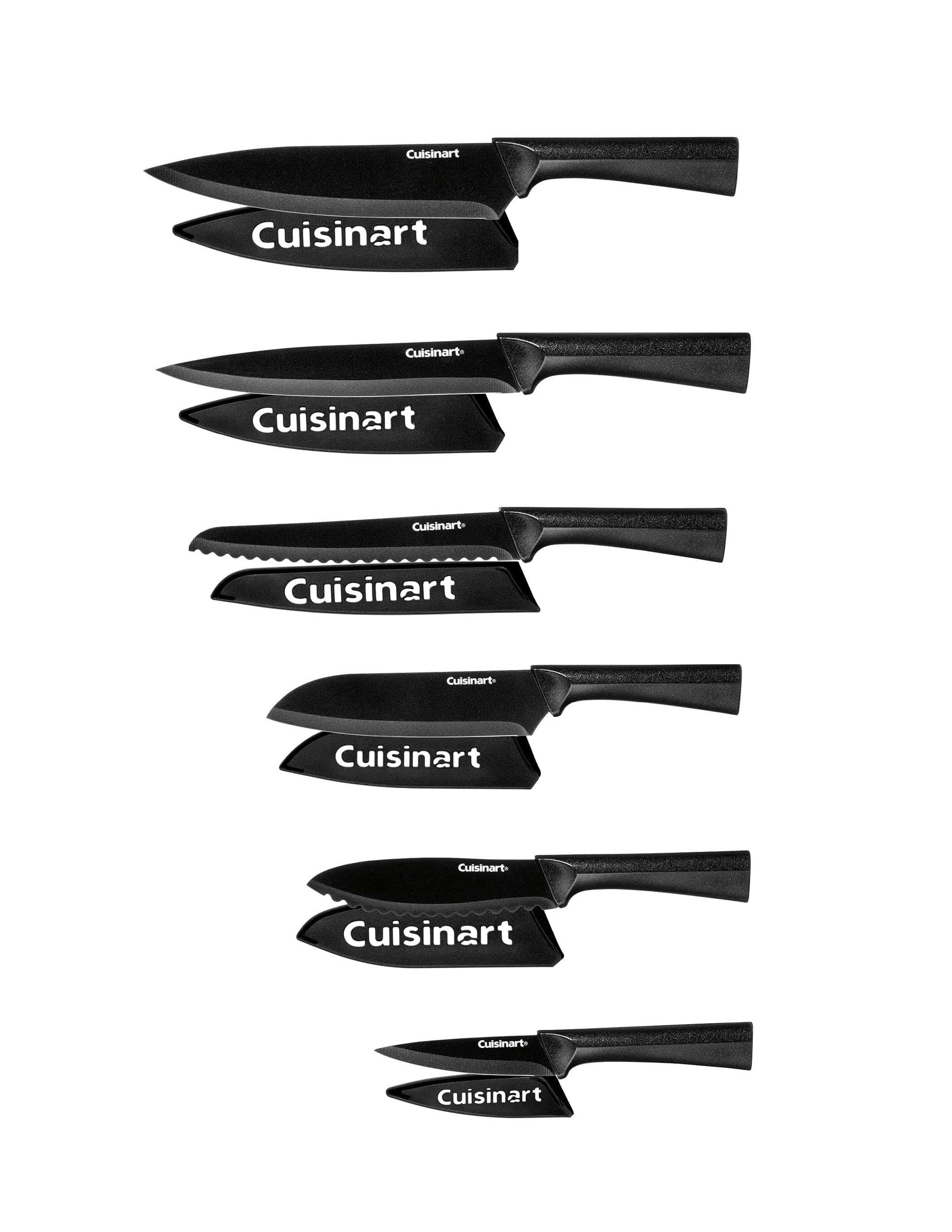 Cuisinart 12 piece Black Metallic Coated Knife Set with Blade Guards, Black