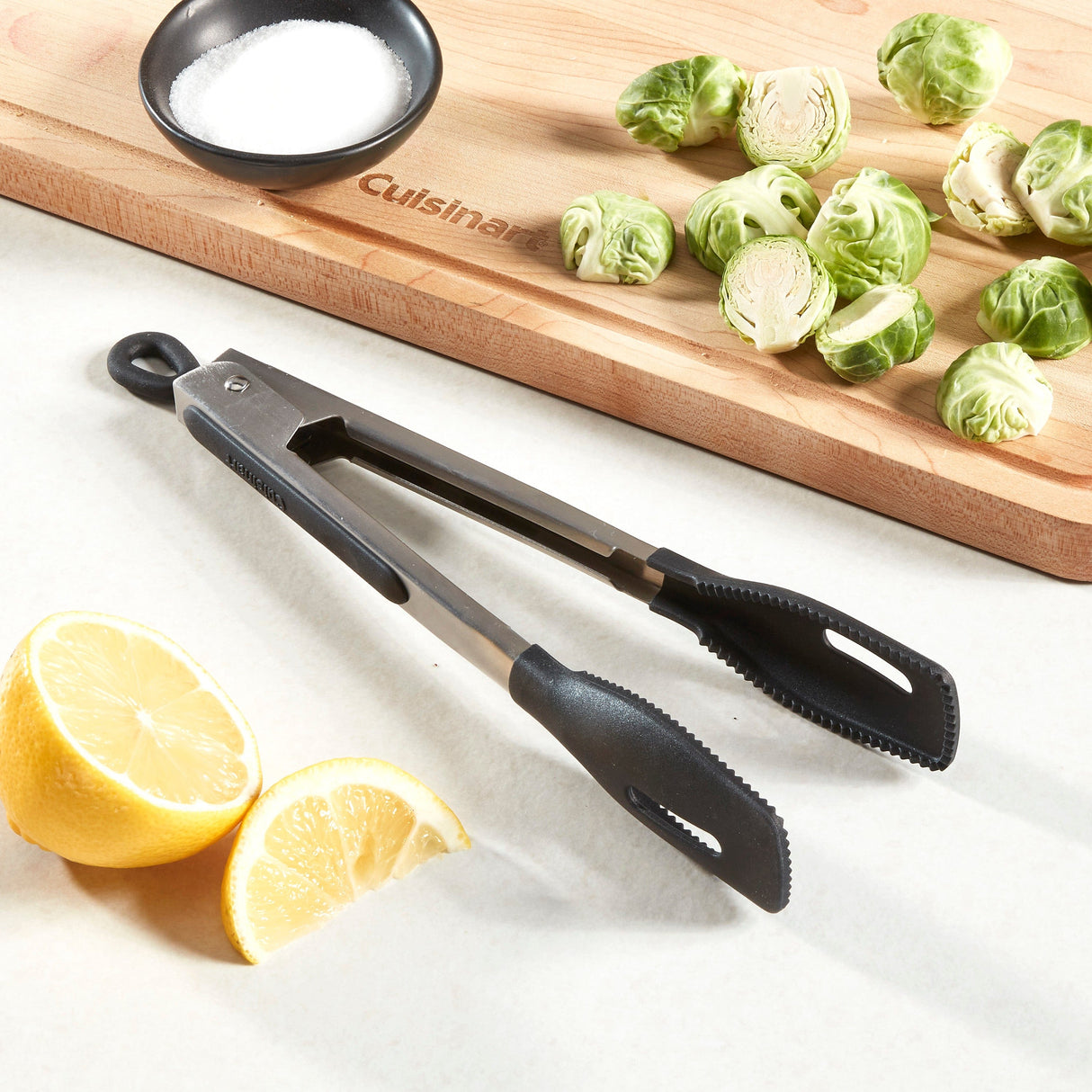 Cuisinart 9"  Squared Head Silicone Tongs, Black