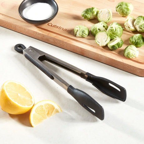 Cuisinart 9"  Squared Head Silicone Tongs, Black