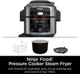 Ninja Foodi 14-in-1 6.5 Quart SmartLid Pressure Cooker Steam Fryer, Silver/Black - Open Box