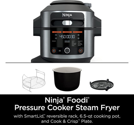 Ninja Foodi 14-in-1 6.5 Quart SmartLid Pressure Cooker Steam Fryer, Silver/Black - Open Box