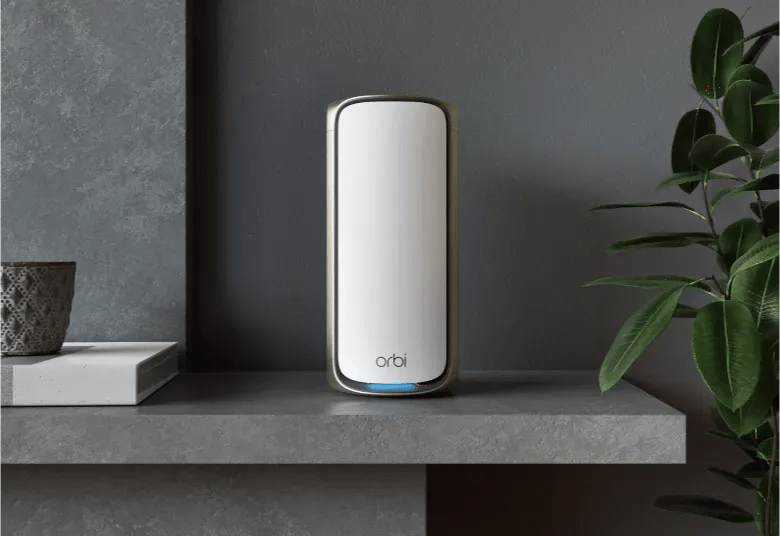 Netgear Orbi 970 Quad-Band WiFi 7 Mesh System, 27Gbps, 10000 sq.ft. Coverage, 200 Devices, Router + 2 Satellites - Certified Refurbished