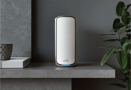 Netgear Orbi 970 Quad-Band WiFi 7 Mesh System, 27Gbps, 10000 sq.ft. Coverage, 200 Devices, Router + 2 Satellites - Certified Refurbished