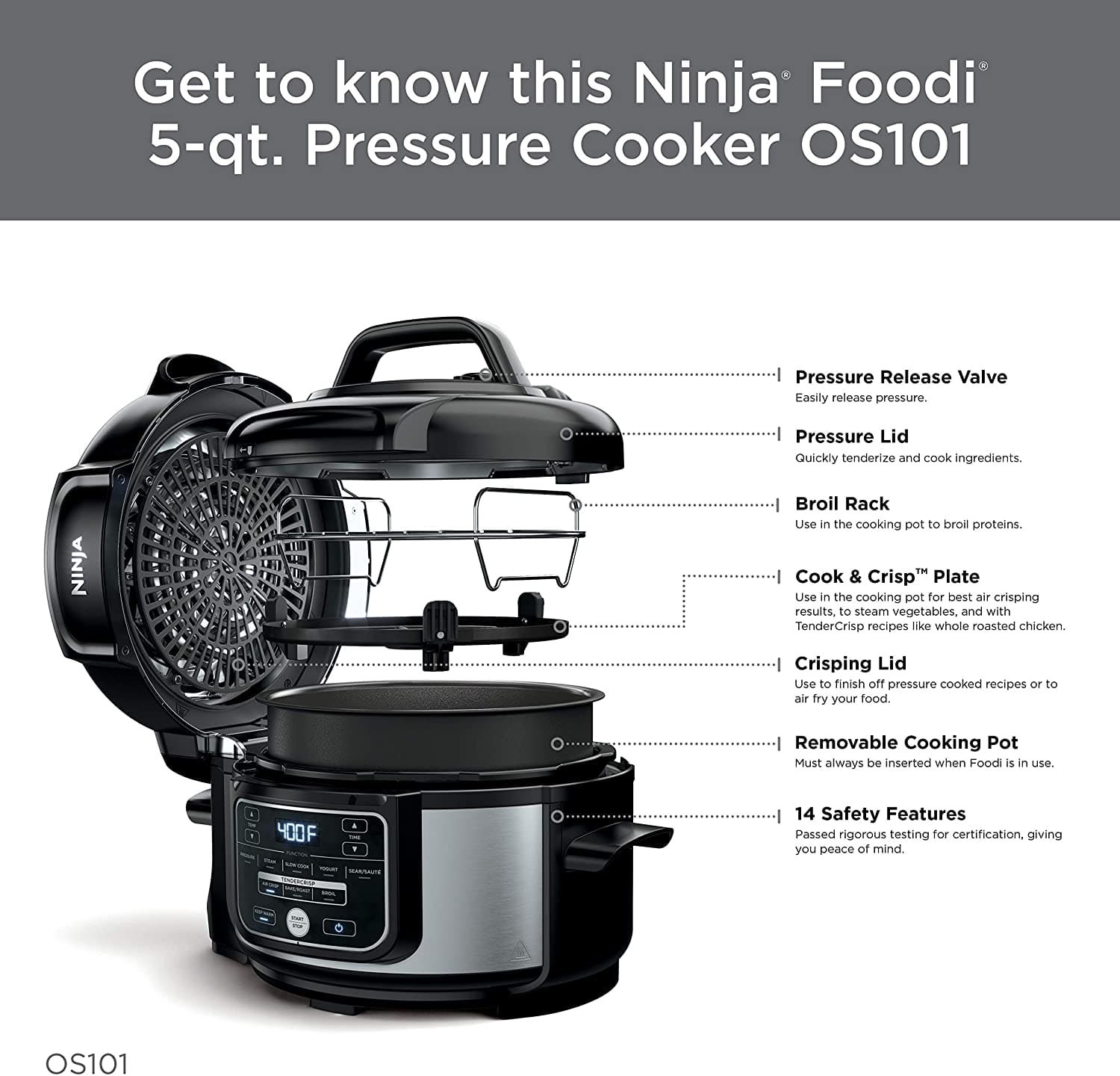 Ninja Foodi 9-in-1 5 Quart Pressure Cooker & Air Fryer