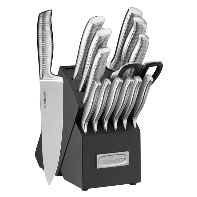 Cuisinart 15 piece German Stainless Steel Hollow Handle Knife Block Set, Silver