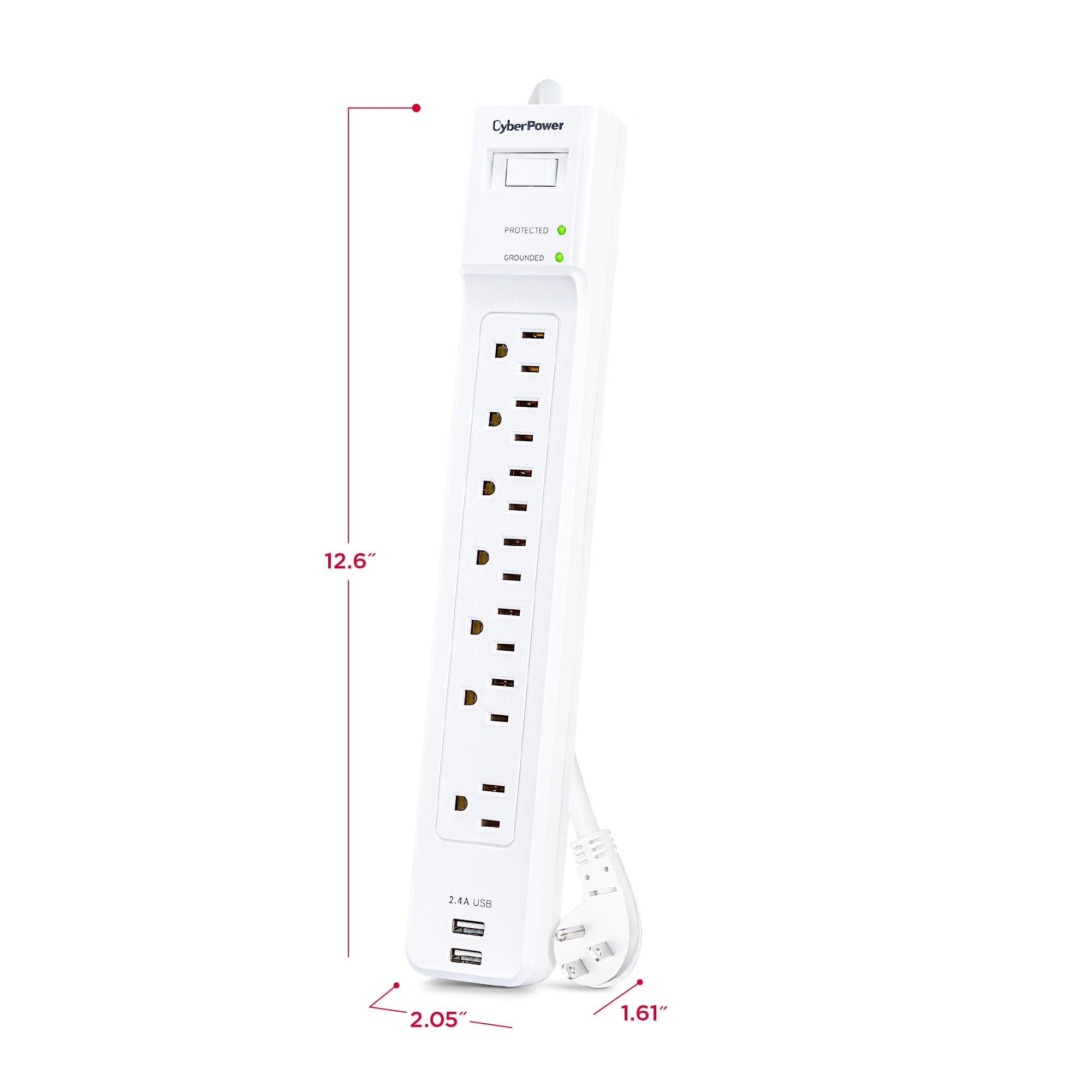 CyberPower Essential 7-Outlet Surge Protector, White