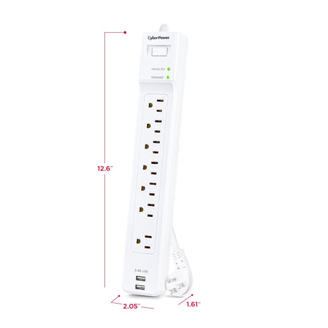 CyberPower Essential 7-Outlet Surge Protector, White